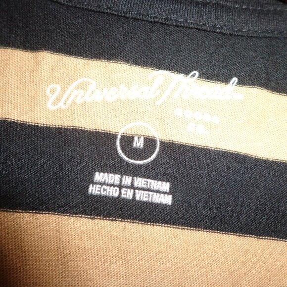 NWOT Universal Thread Striped T-Shirt M Cap Sleeves Black/Tan - Picture 9 of 12